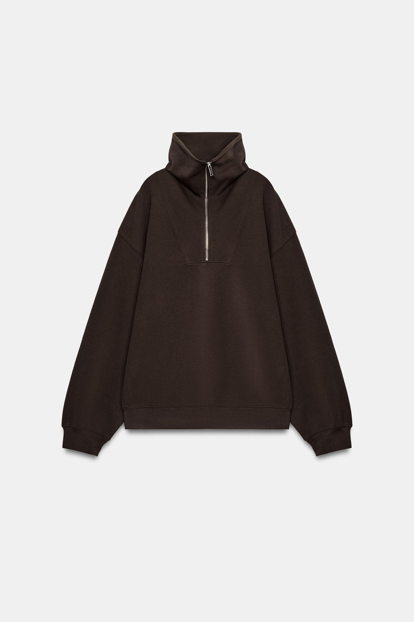 Женская толстовка Zara Interlock Zip-Up, цвет: Тёмный баклажановый — фото 6