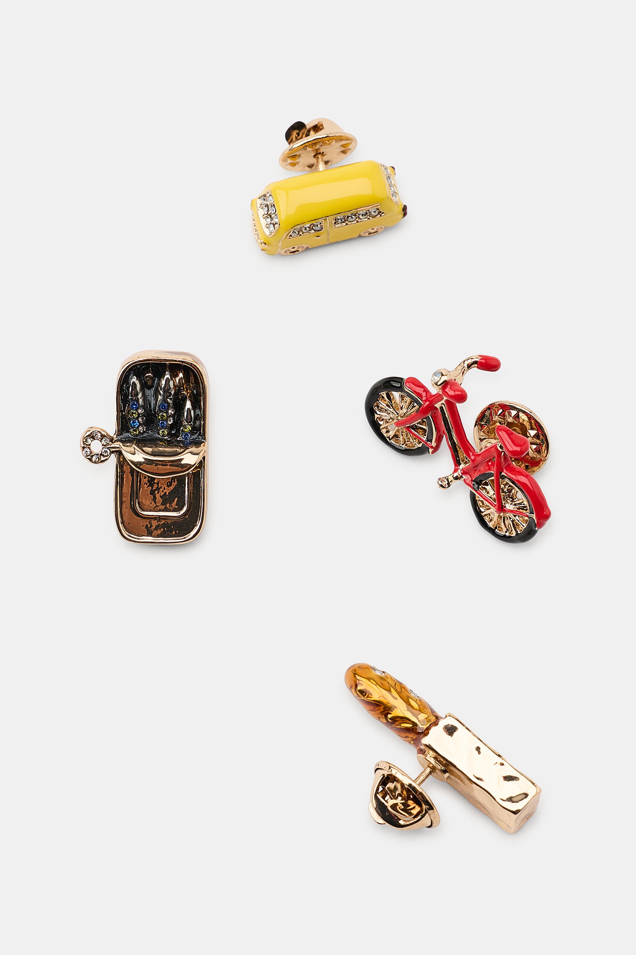 Zara SET OF 4 BICYCLE, BREAD, SARDINE, AND BUS PINS — фото 3