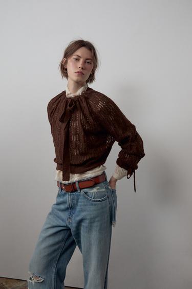 SUÉTER DE MALHA COM LAÇO - Toffee da Zara