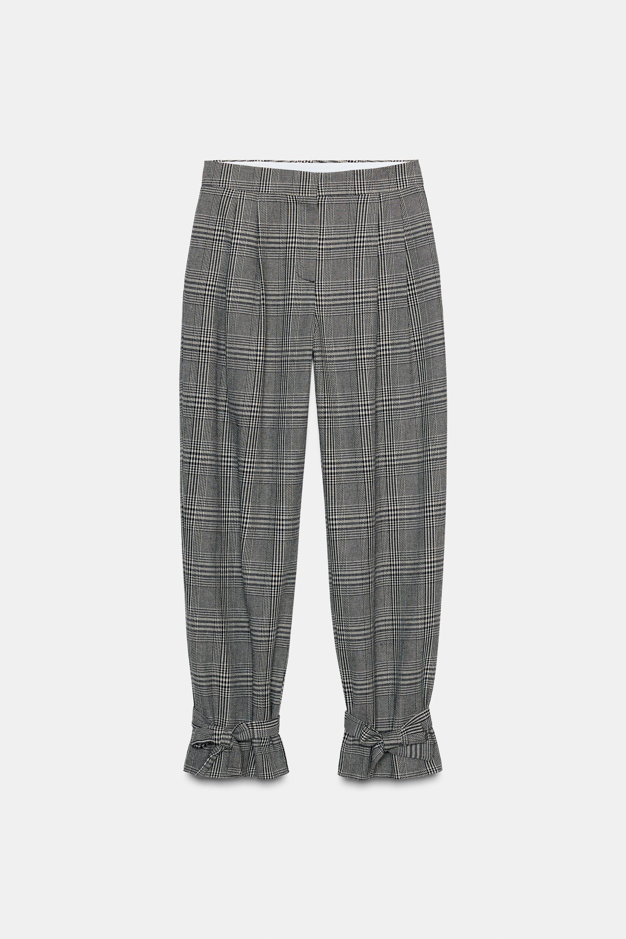 HOUNDSTOOTH PANTS WITH BOW HEM