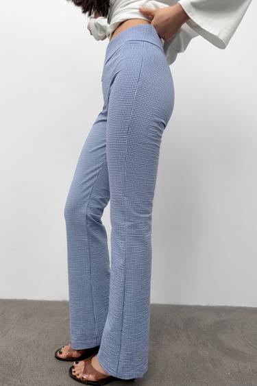 FLARE GINGHAM TROUSERS - Navy / White by Zara - Image 2