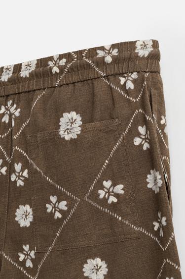 CONTRAST PRINT BERMUDA SHORTS - Dark khaki by Zara - Image 9
