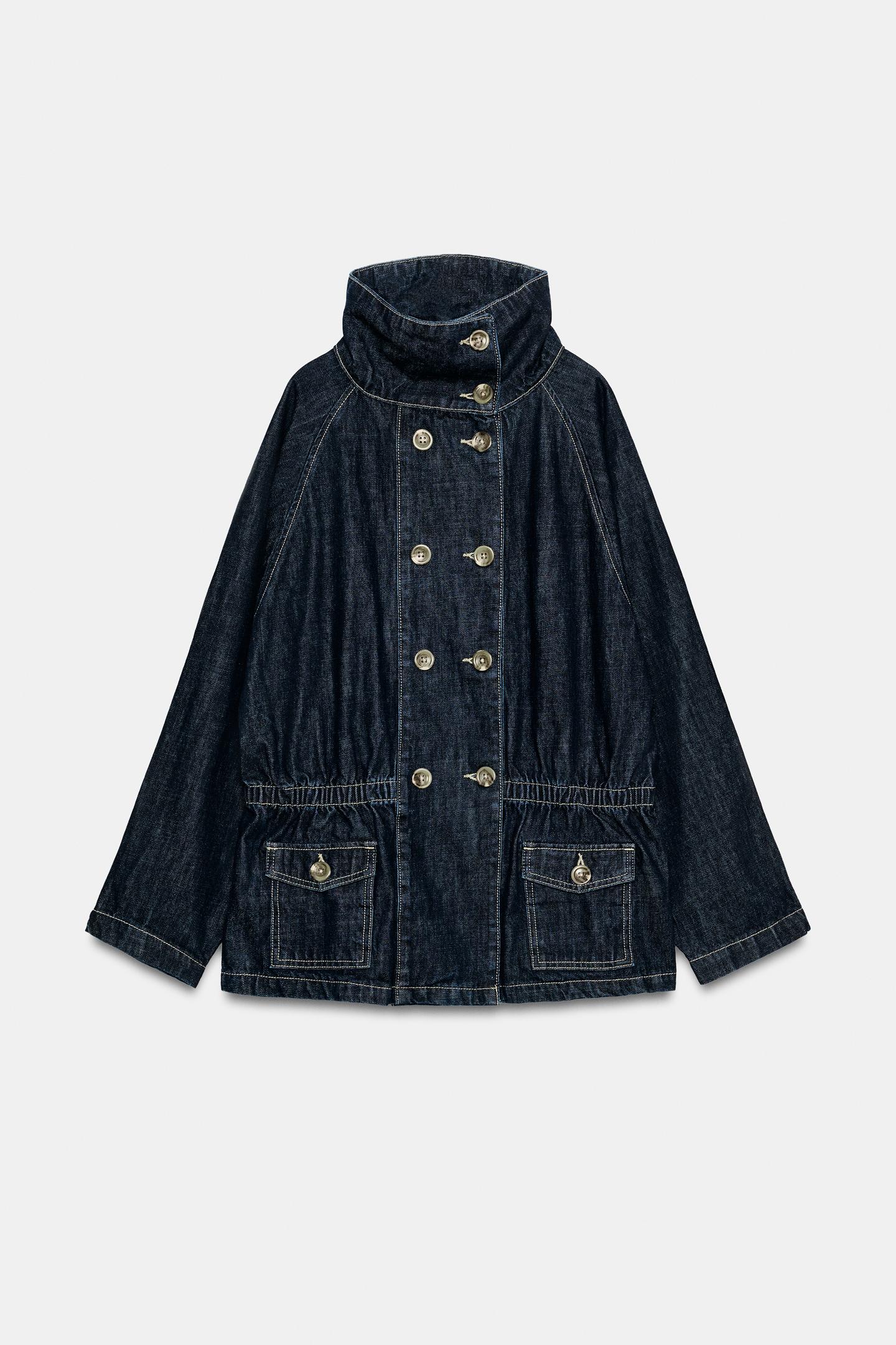 Женская куртка Zara Z1975 Denim Contrast-Topstitch, цвет: Синий — фото 6