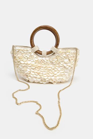 PEARLESCENT APPLIQUÉ BAG - Pearl grey by Zara
