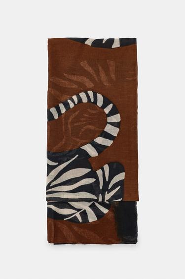 TIGERPRINT TØRKLÆDE I HØRBLANDING - Brun fra Zara