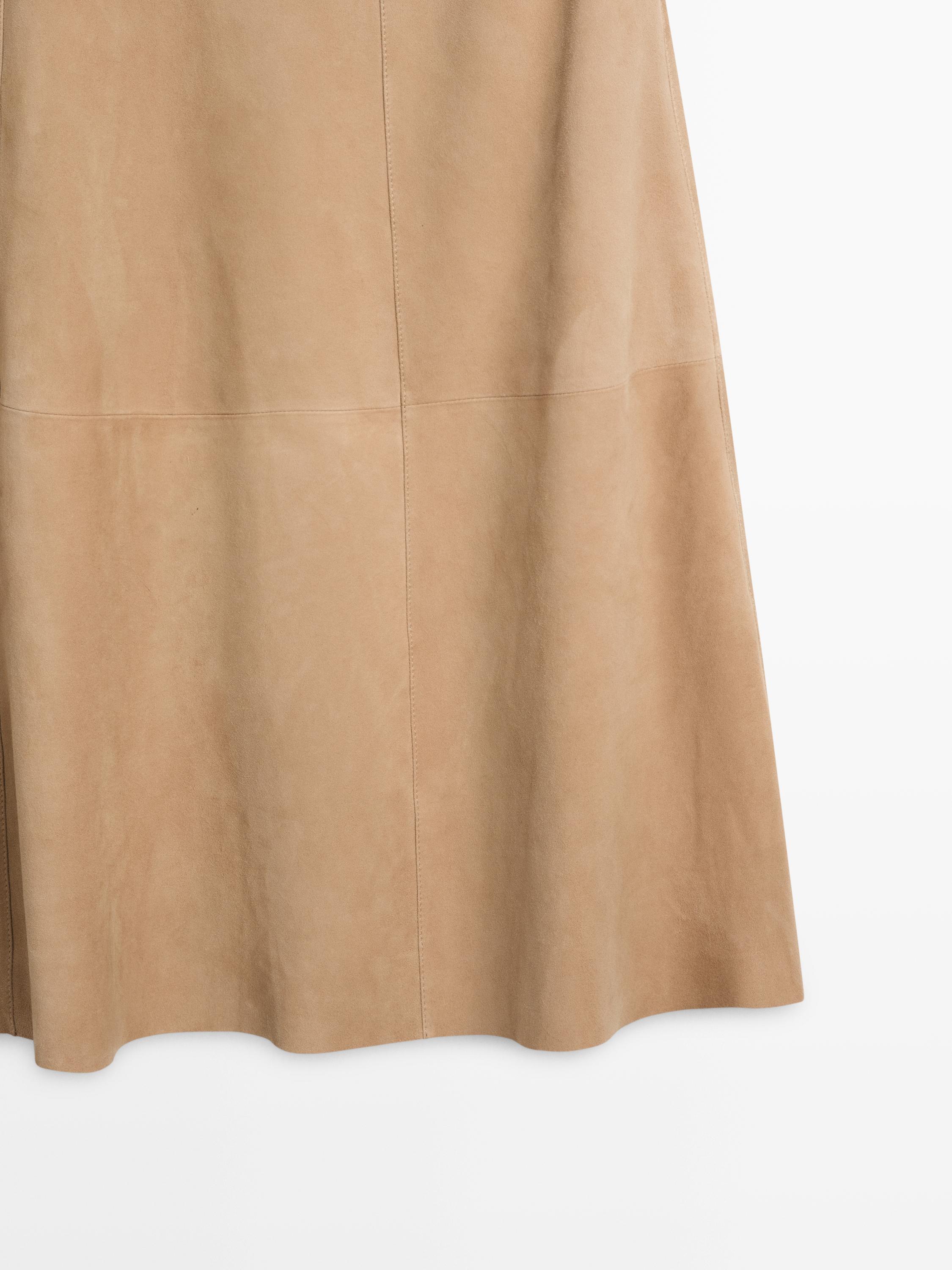 Jupe à ceinture en cuir et daim