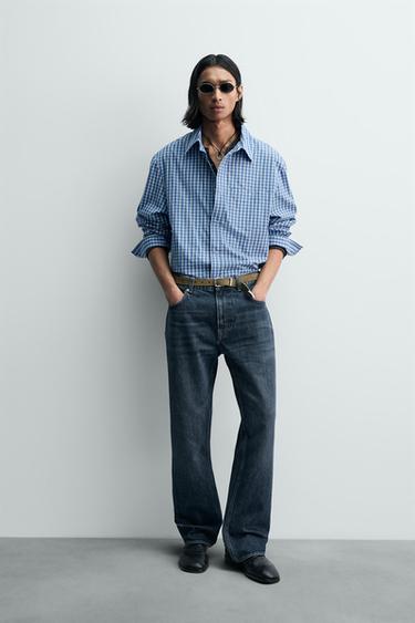 LIMITED EDITION RELAXED FIT CHECKS SHIRT - Blue by Zara