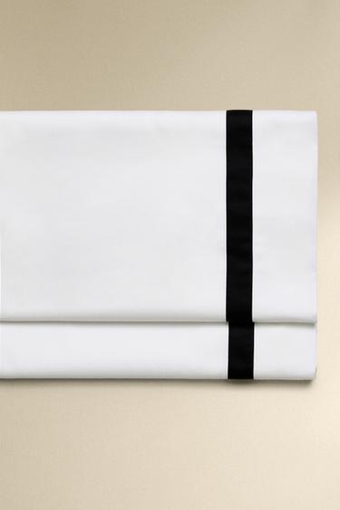 BORDERED SATEEN FLAT SHEET - Black by Zara - Image 0