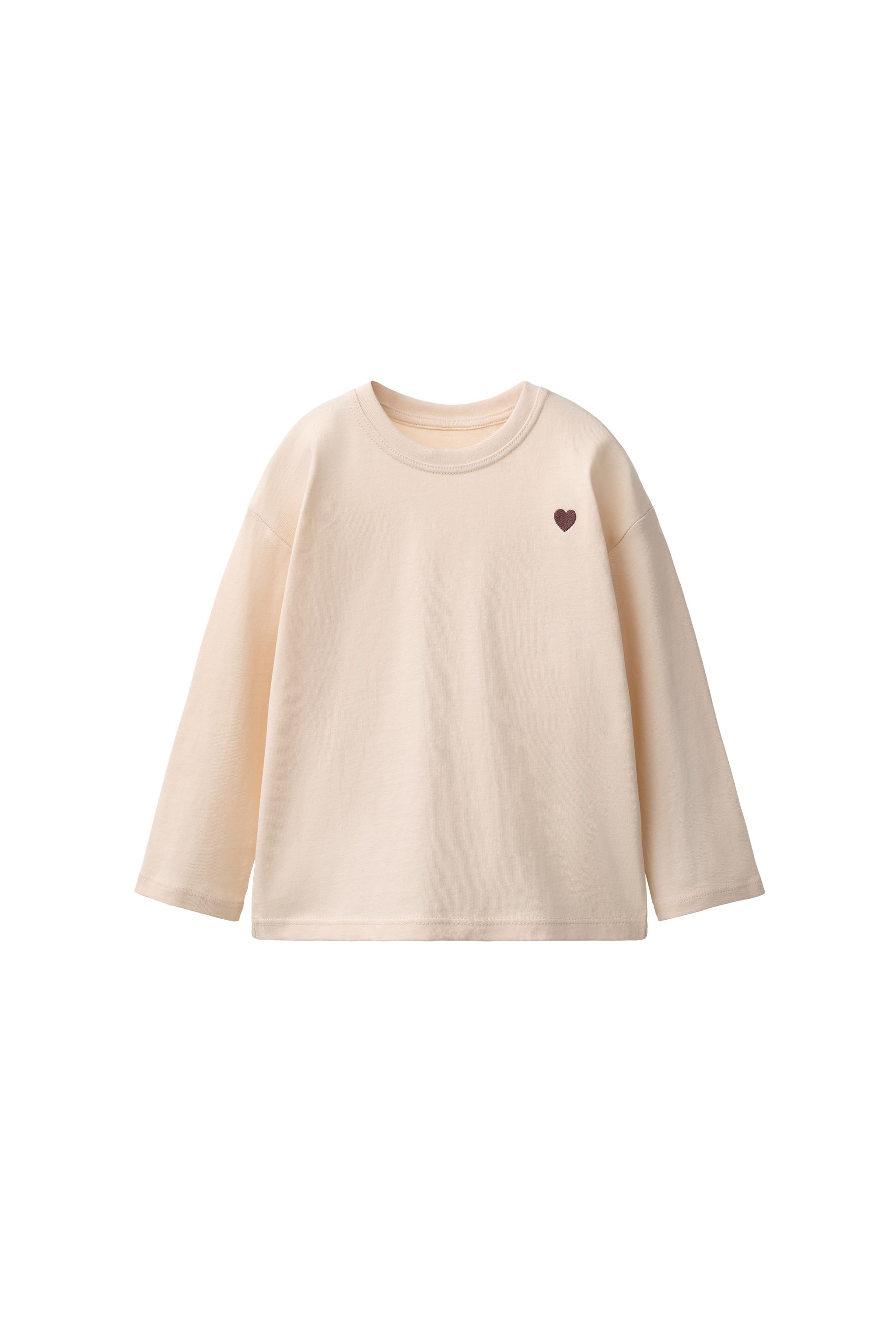 EMBROIDERED HEART T-SHIRT — Vanilla