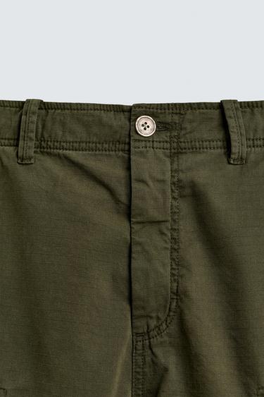 RELAXED FIT TEXTURED CARGO BERMUDA SHORTS - Khaki by Zara - Image 8
