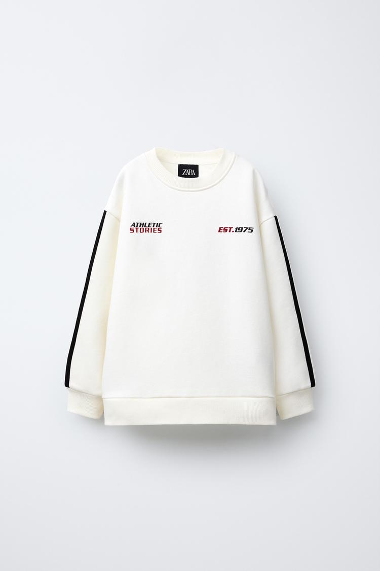 SWEATSHIRT WITH SLOGAN BANDS ON THE SLEEVES White ZARA South