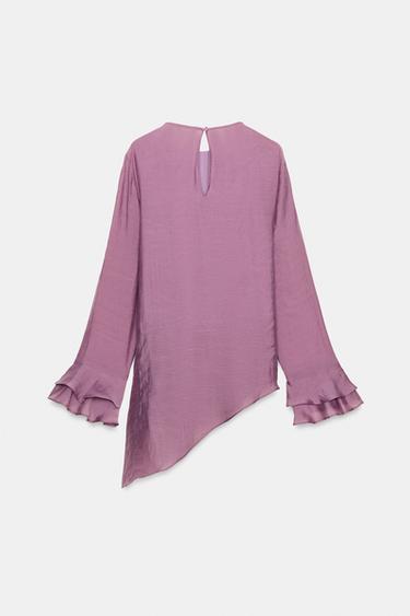 TOP À VOLANTS ASYMÉTRIQUE - Mauve de Zara - Image 6