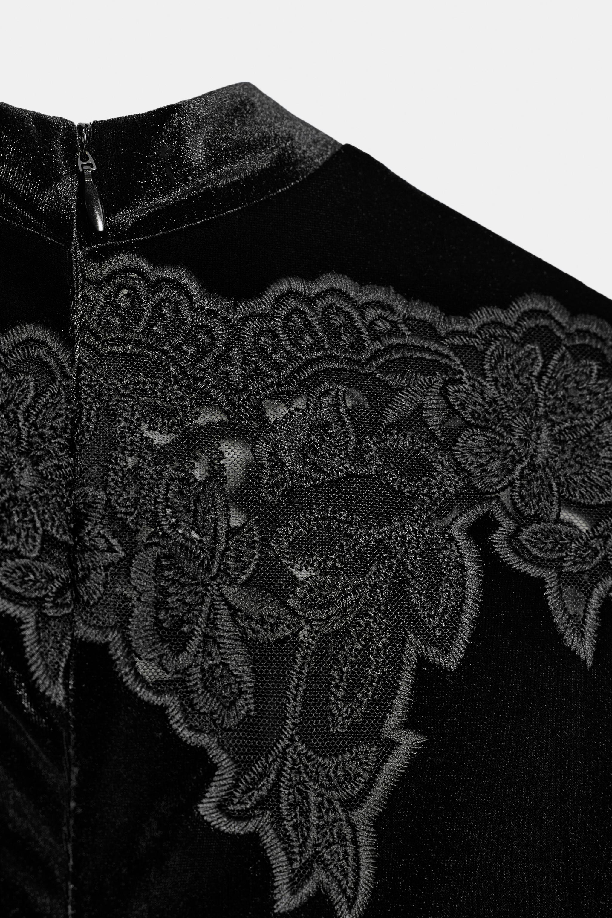 ベルベットレースワンピース - ブラック | ZARA Japan / 日本