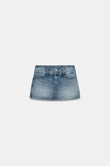 Zara DENIM SKORT WITH POCKETS - Blue