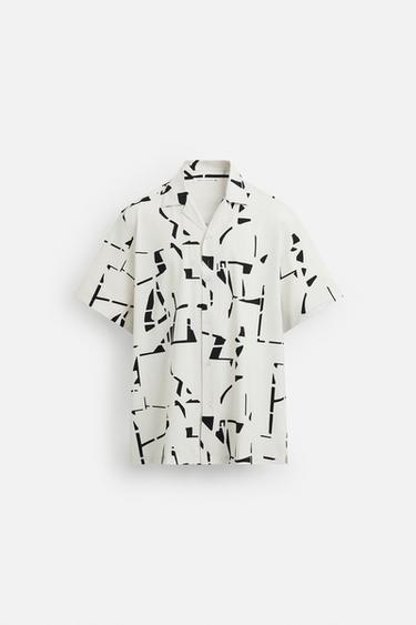 CHEMISE ÉLASTIQUE À IMPRIMÉ ABSTRAIT - Blanc de Zara - Image 5