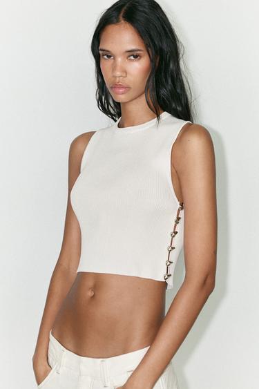 Zara RIB KNIT TOP - White - Image 0
