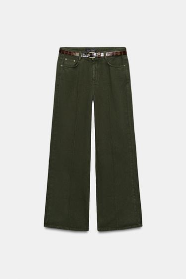 JEANS Z1975 WIDE LEG TIRO ALTO - Khaki oscuro de Zara - Imagen 0
