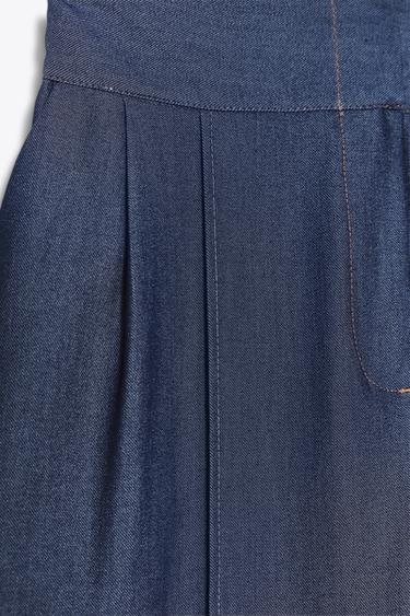 STITCHED WIDE-LEG TROUSERS - Indigo by Zara - Image 2
