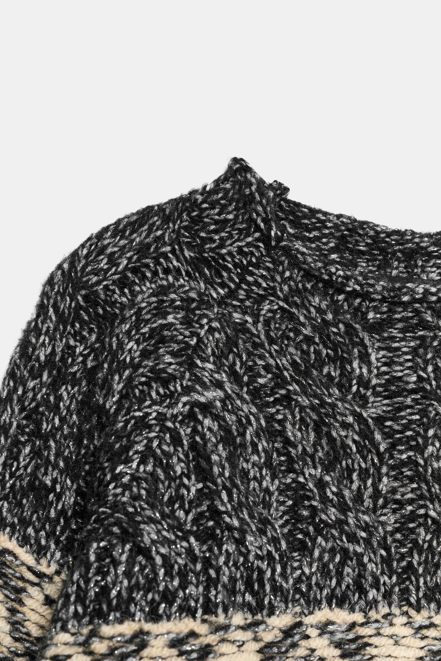 Женский свитер Zara Metallic Thread Jacquard, цвет: Чёрный / Белый — фото 8