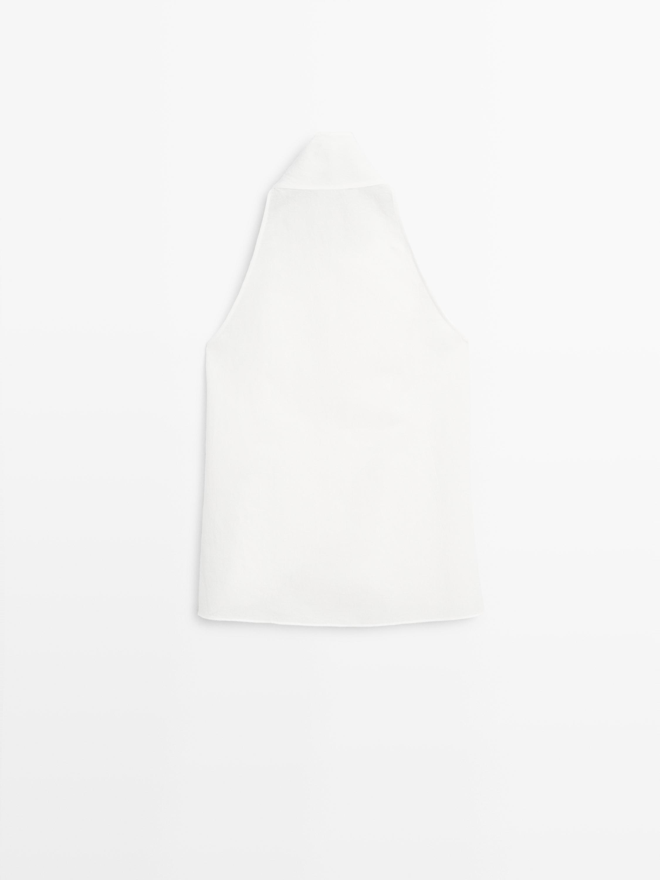 Top with asymmetric wrap neckline