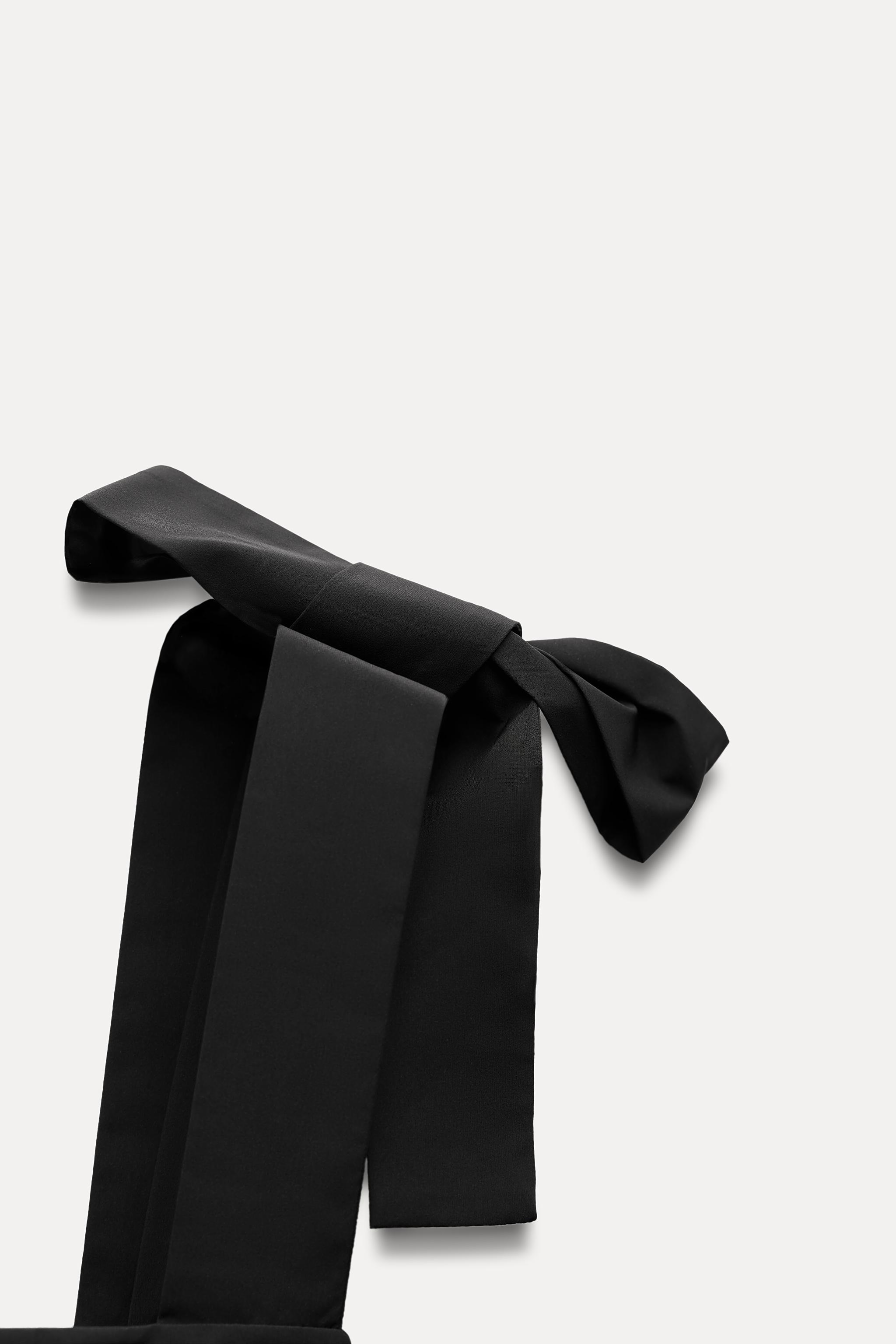 リボンタイ付きストラップショートワンピース - ブラック | ZARA