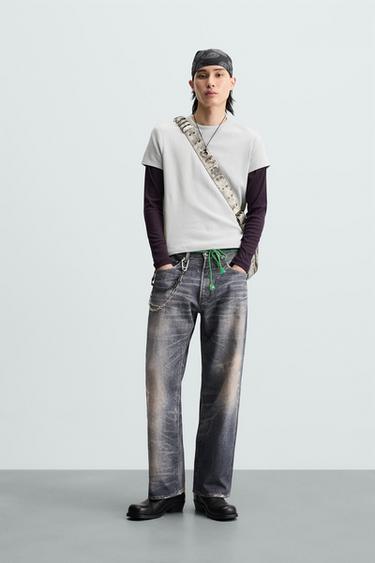 Zara TEXTURED CROPPED FIT T-SHIRT - Mid-gray