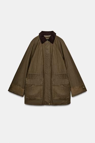 VESTE CIRÉE COL VELOURS CÔTELÉ ZW COLLECTION - Vert olive de Zara - Image 8