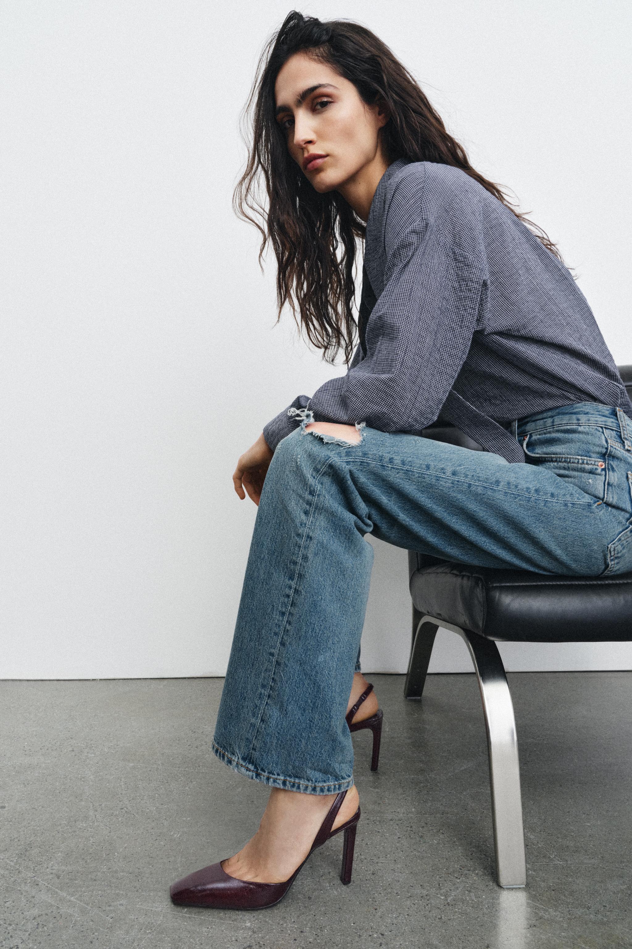 スクエアトゥヒールシューズ - ボルドー | ZARA Japan / 日本