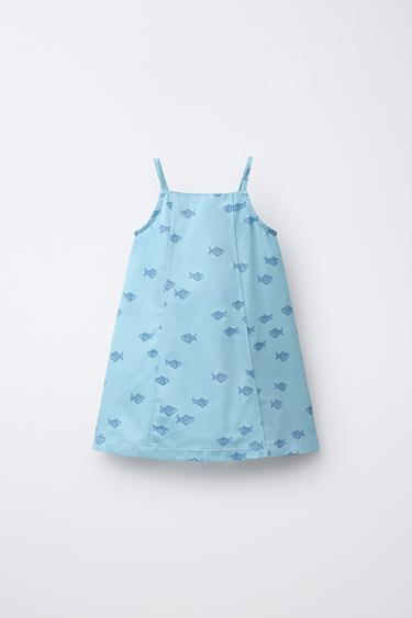 VESTIDO ESTAMPADO PECES - Azul claro de Zara
