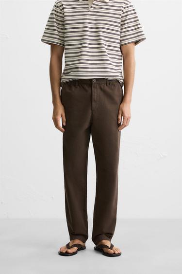 PANTALON CANVAS DÉLAVÉ - Sable de Zara - Image 1
