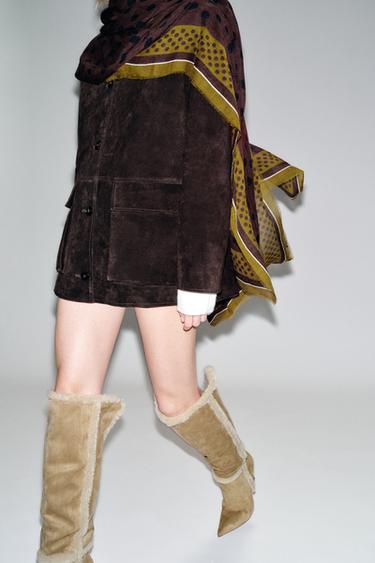 Zara COMBINATION HEEL BOOTS - Light beige