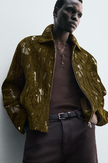 TEXTURED JACQUARD JACKET - Green marl by Zara - Image 6