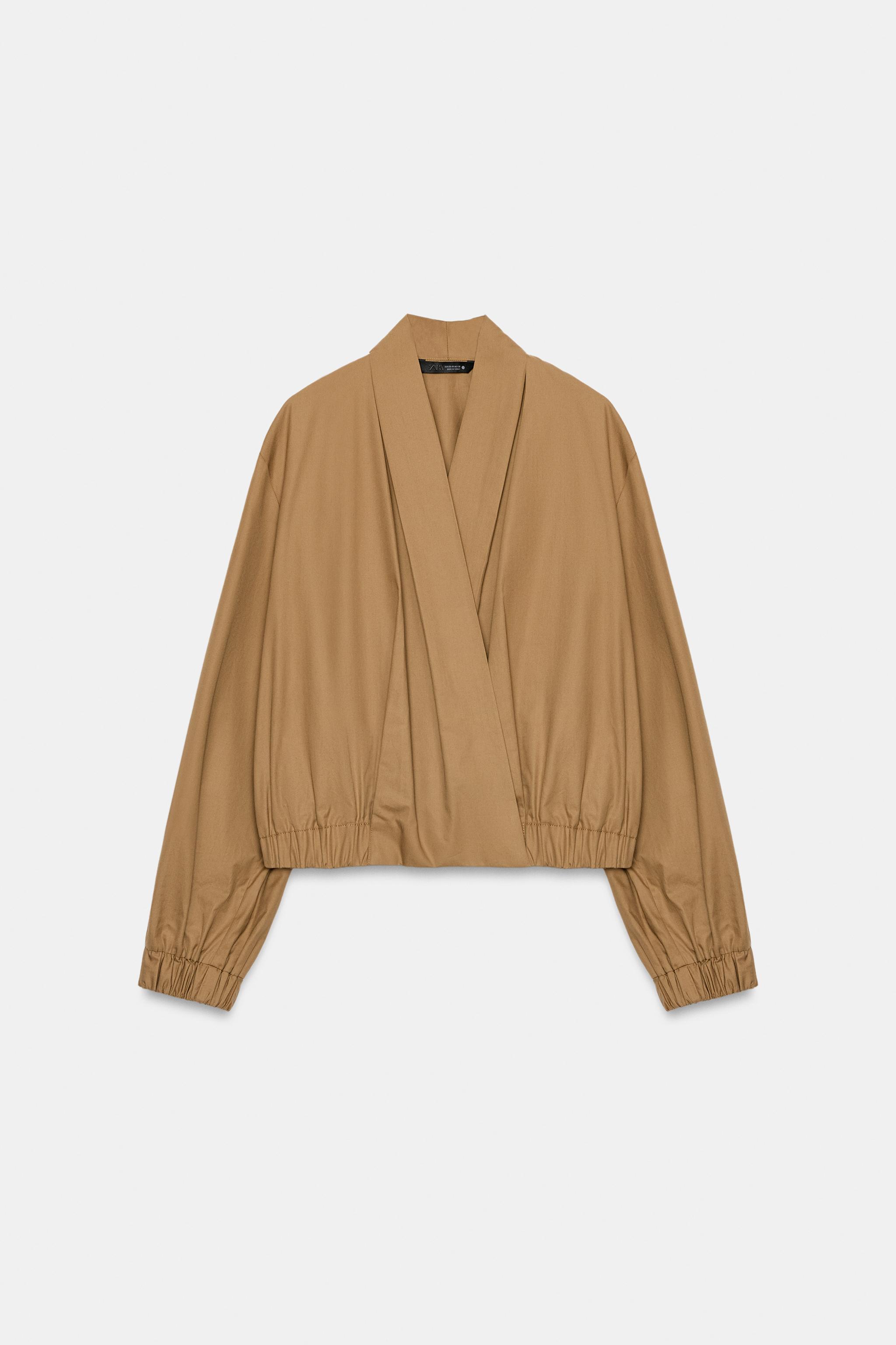 Zara ZW COLLECTION ÇAPRAZ KAPAMALI BOMBER GÖMLEK görsel 7