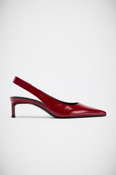 SAPATO DE SALTO KITTEN DE COURO - Vermelho da Zara