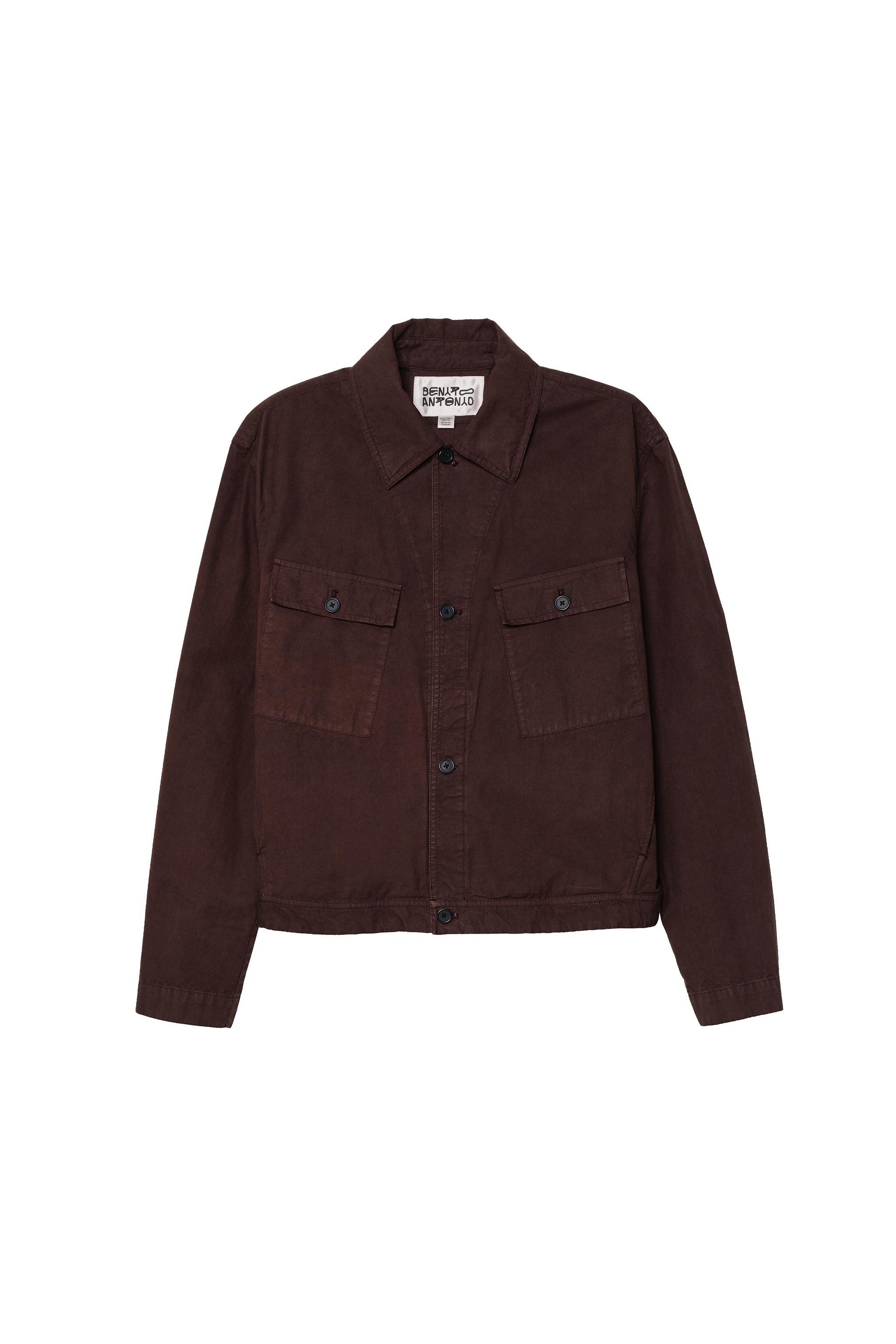 RELAXED FIT POCKET OVERSHIRT — Brown