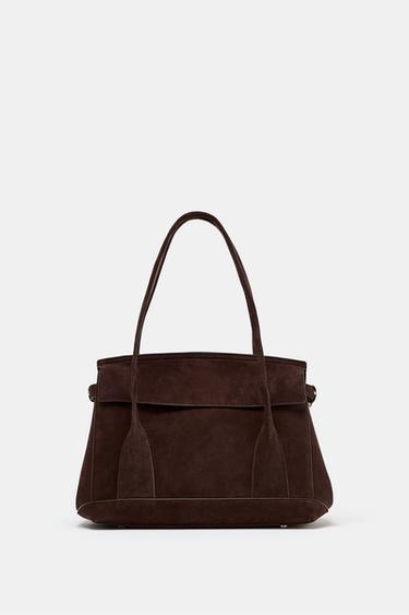 BOLSA DE COURO CROUTE CITYBAG - Marrom da Zara