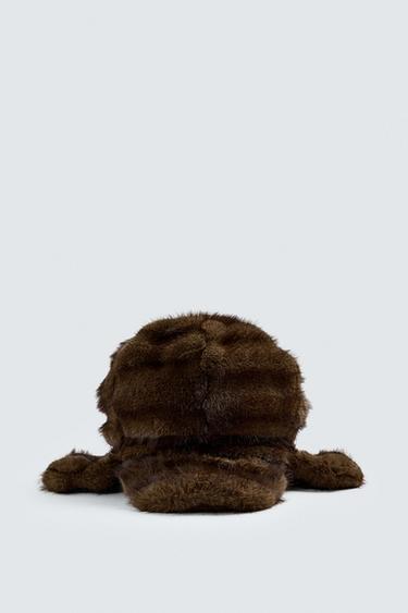 Zara GOOFY EAR FAUX FUR CAP HARRY LAMBERT FOR ZARA X DISNEY - Mink