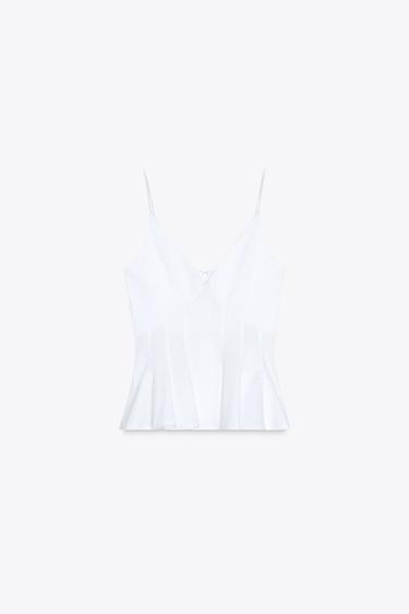 КОМБІНОВАНИЙ ПОПЛІНОВИЙ ТОП ІЗ БАСКОЮ - Білий Zara