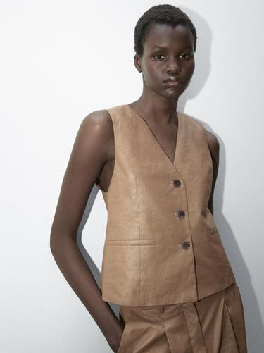 Zara Cotton blend waistcoat - Studio - Mink