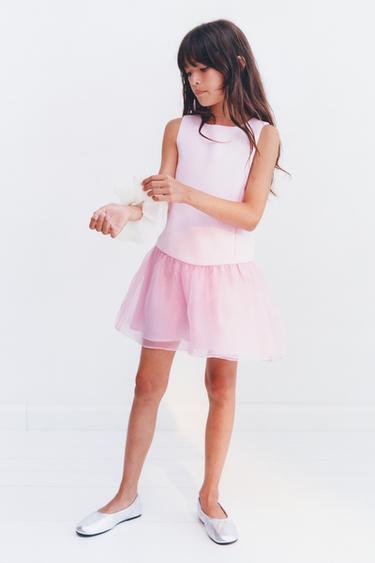 Zara COMBINED ORGANZA DRESS - Pastel pink