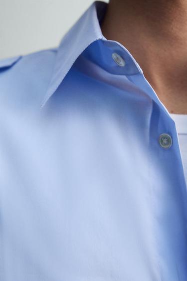 SHIRT WITH SHOULDER TABS - Faded sky blue by Zara - Image 5