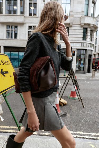 JUPE-PANTALON PLISSÉE AVEC CEINTURE - Gris de Zara - Image 2