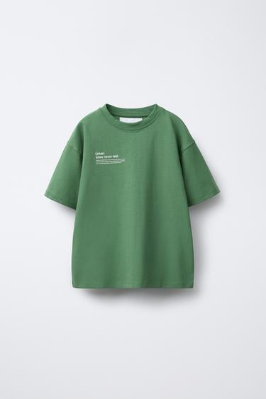 SLOGAN PRINT T-SHIRT - Green by Zara