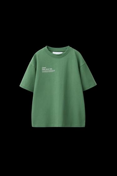 Zara TEXT PRINT T-SHIRT - Green - Image 0