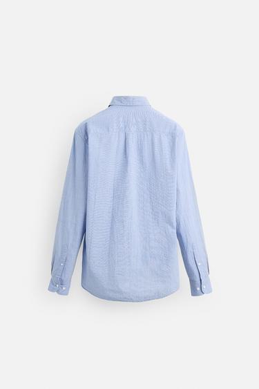 REGULAR FIT CREASED-EFFECT SHIRT - Sky blue by Zara - Image 8