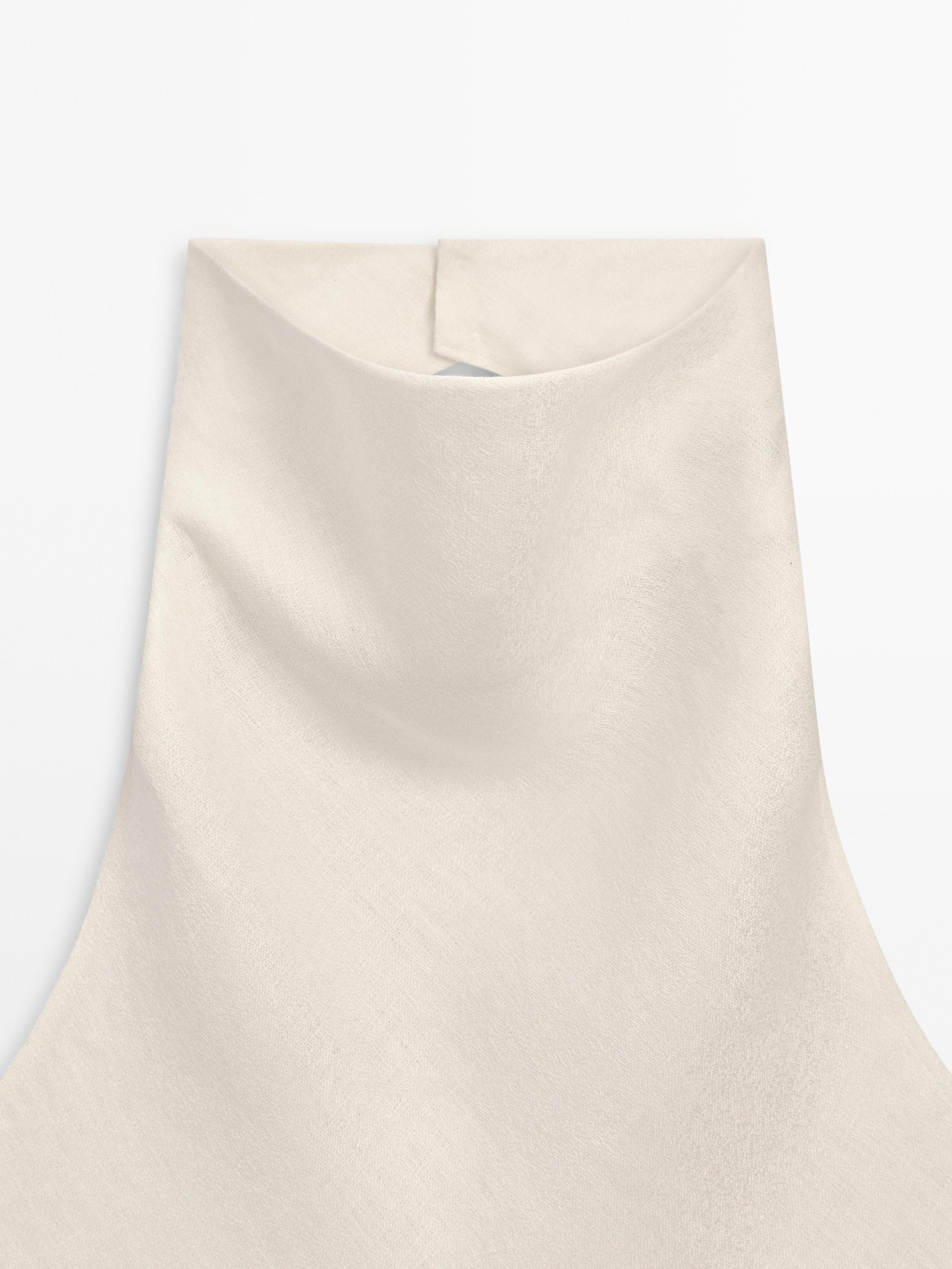 Draped linen halter top - Ecru | ZARA United States