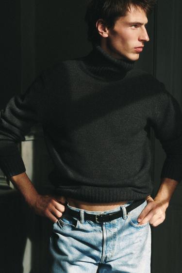JERSEY CUELLO ALTO MEZCLA LANA - Gris vigoré de Zara