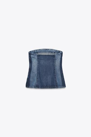 TRF DENIM BANDEAU TOP - Navy blue by Zara - Image 6