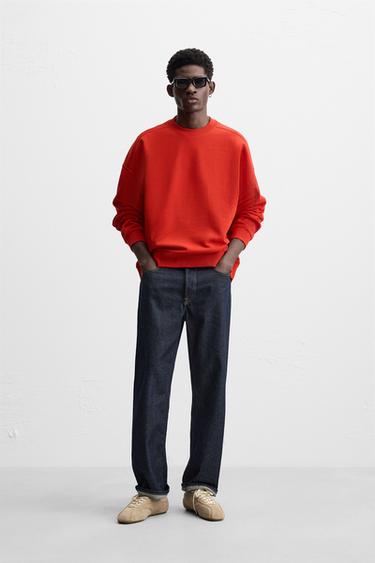 BOXY FIT CREW NECK SWEATSHIRT - Red by Zara - Image 0