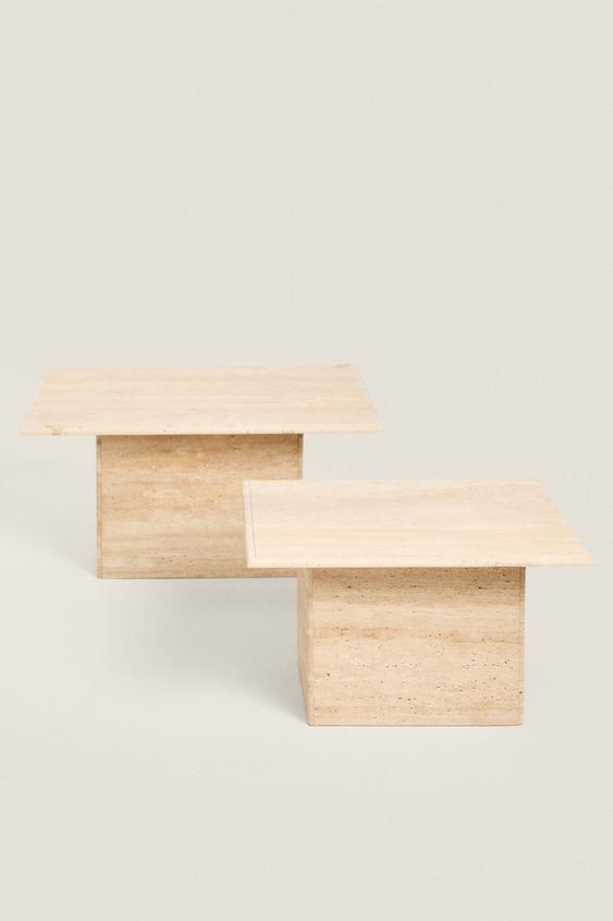 TABLE MARBRE TRAVERTIN RECTANGULAIRE Écru / Beige ZARA France